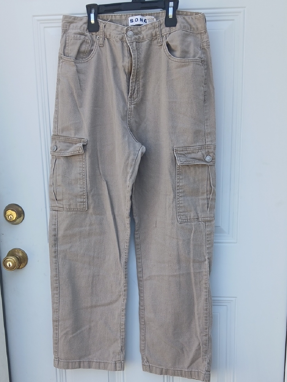 SONG Tan Cargo Pants with Flap Pockets
